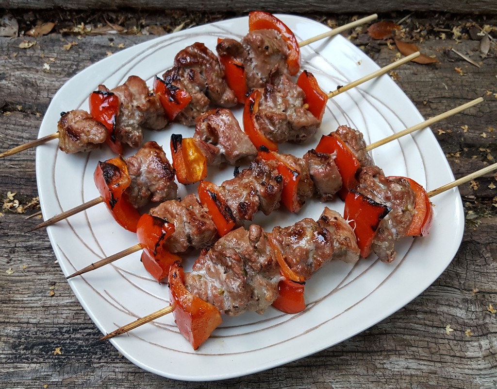 Lamb and pepper skewers