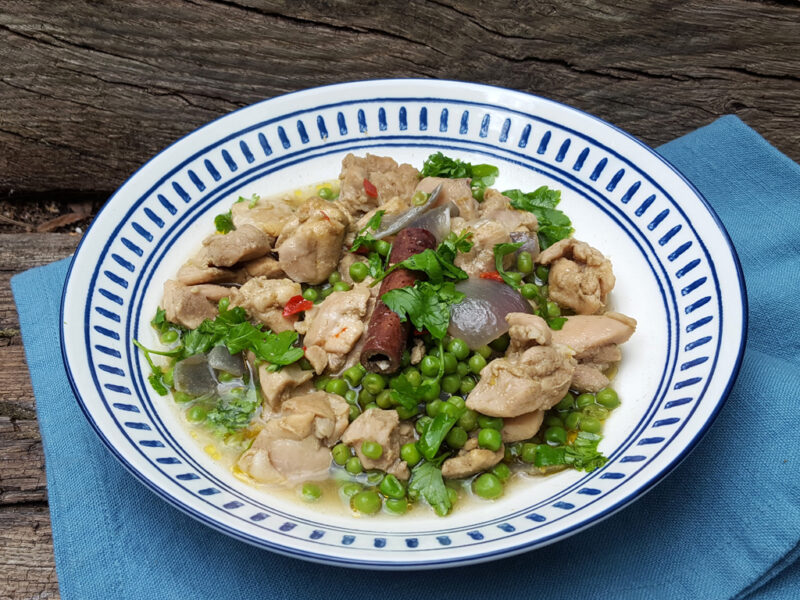 Spiced Chicken and pea stew