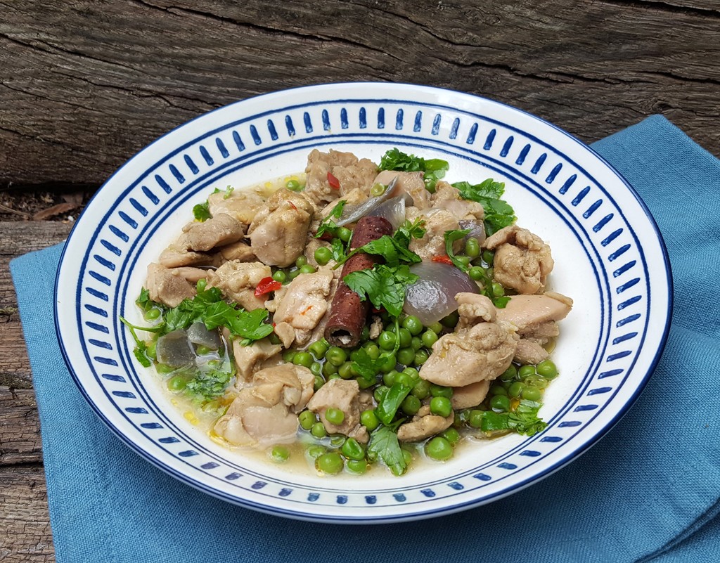 Spiced Chicken and pea stew