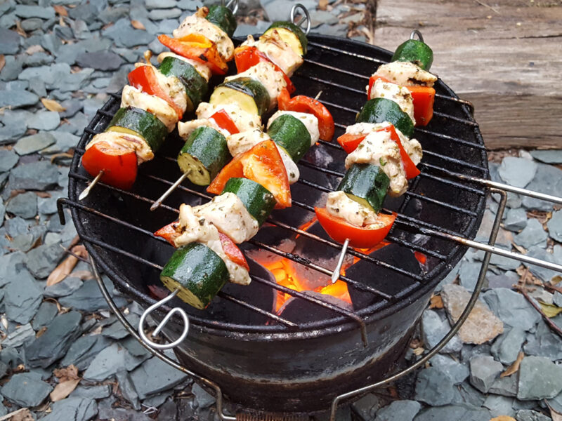 Turkey, courgette and red pepper skewers