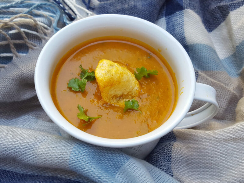 Spiced roasted butternut squash and chickpea soup