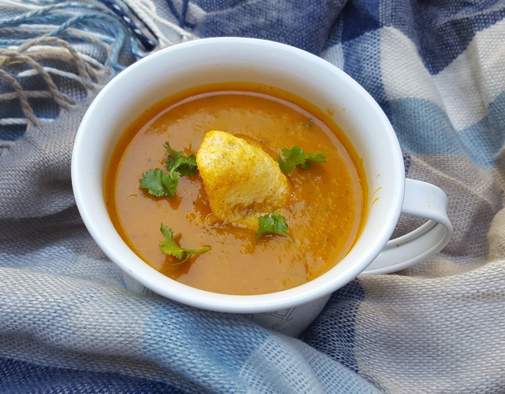 Spiced roasted butternut squash and chickpea soup