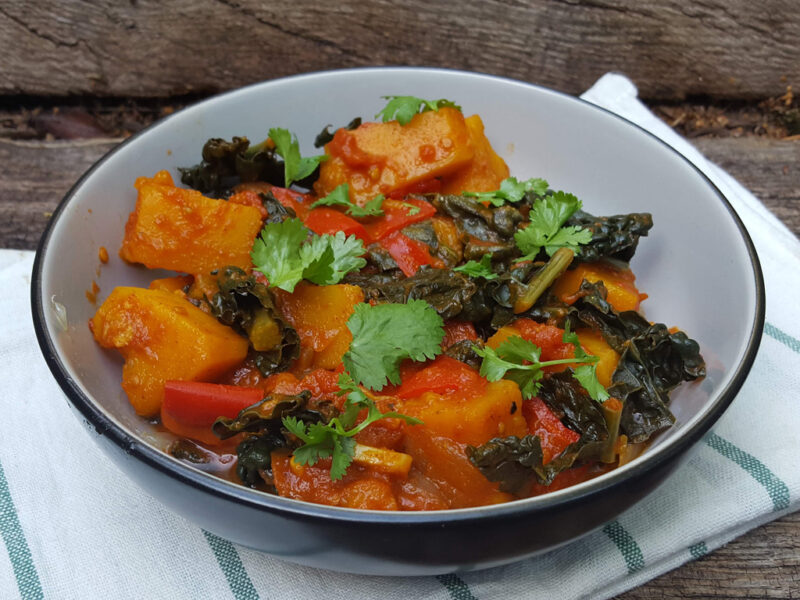 Spiced squash and kale stew