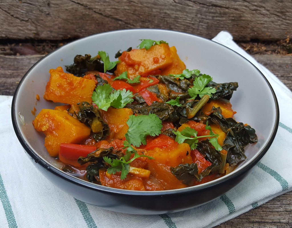 Spiced squash and kale stew