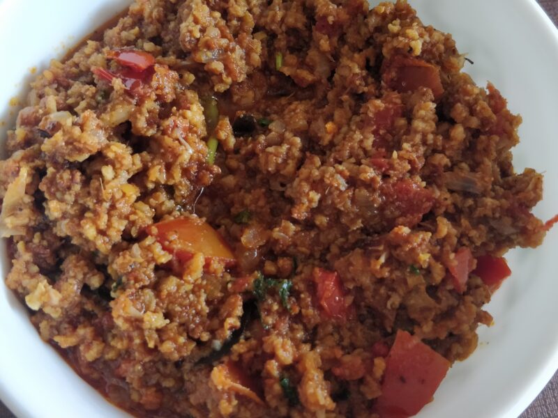 Kheema (minced meat) and tomato curry