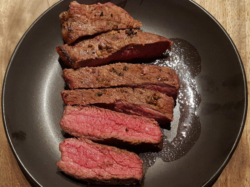 Dijon and peppercorn grilled beef steak