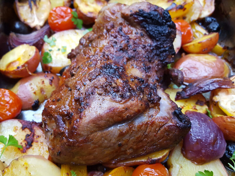 Harissa lamb traybake