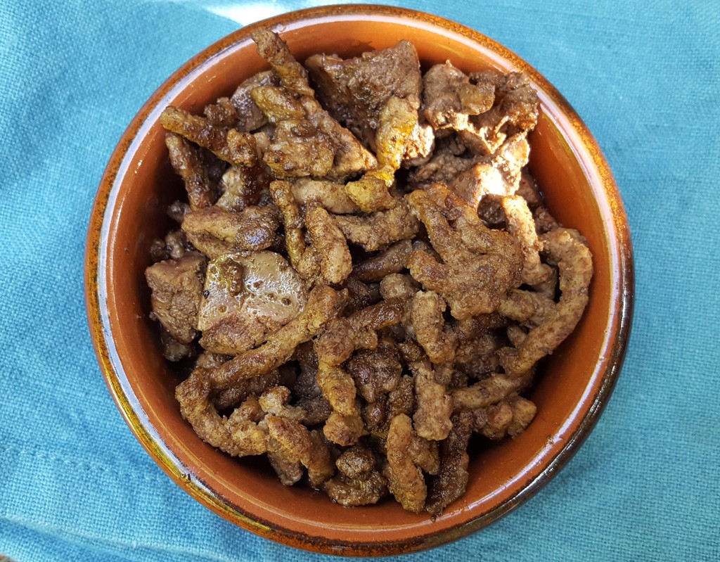Chicken liver and beef stew for dogs