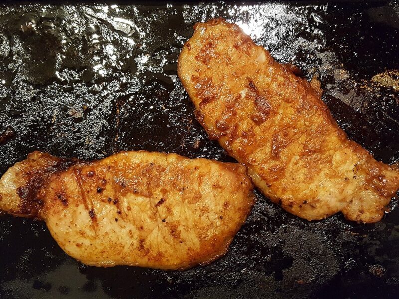 Grilled maple pork loin steaks