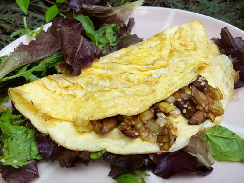 Sesame and Shiitake omelette