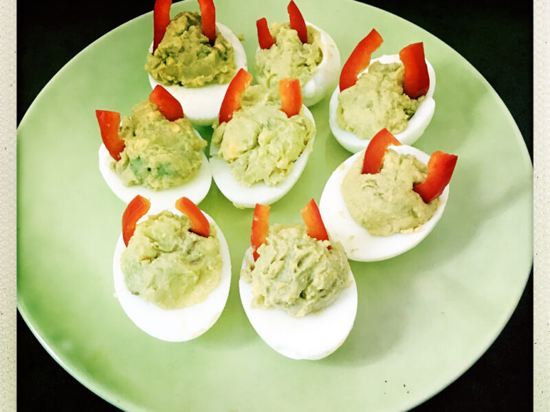 Devilish avocado devilled eggs