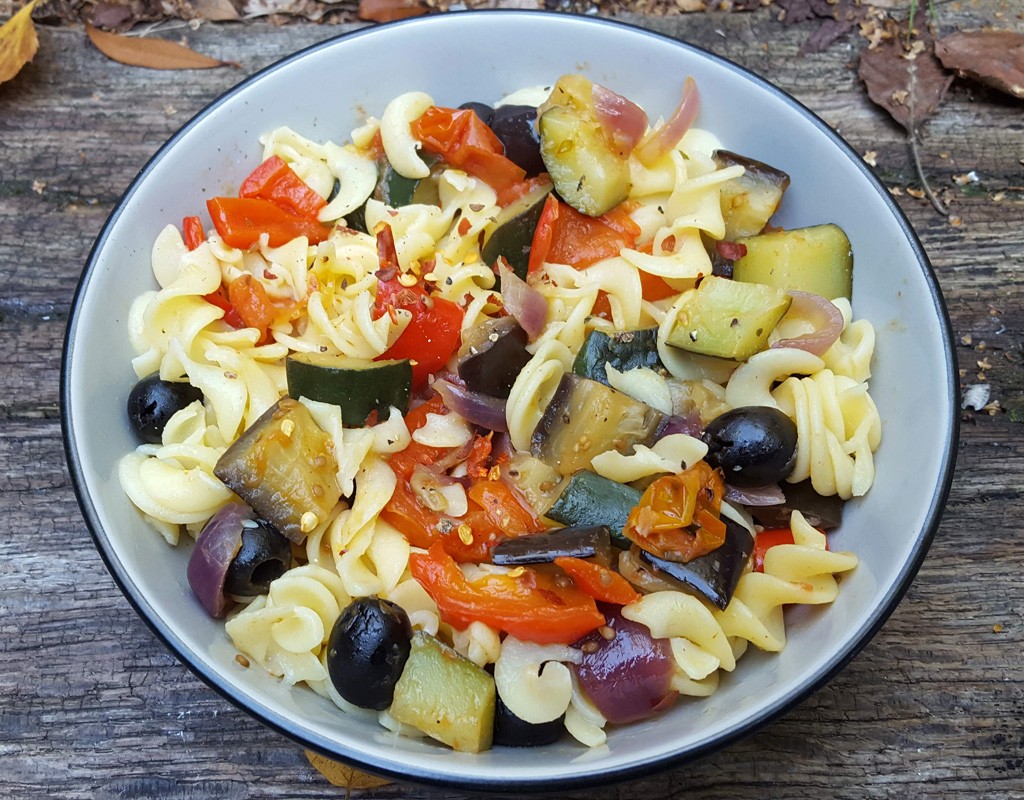 Mediterranean sautéed vegetables with pasta