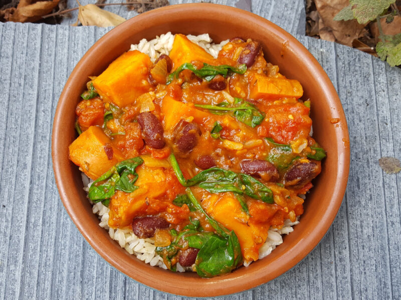 Sweet potato and kidney beans chilli