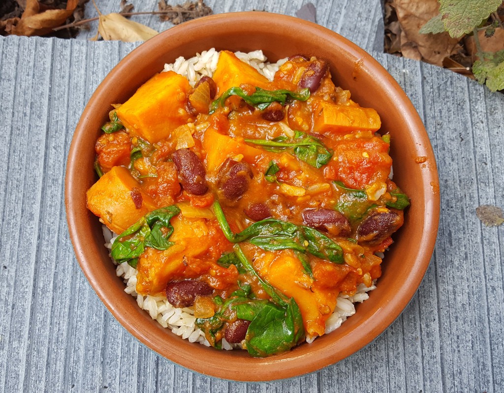 Sweet potato and kidney beans chilli