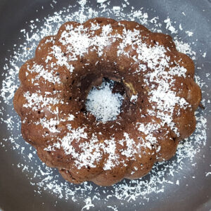 Beetroot, coconut and chocolate mini bundt cakes