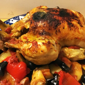 Mediterranean style pot-roasted chicken