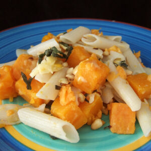 Pasta with squash and sweet potatoes