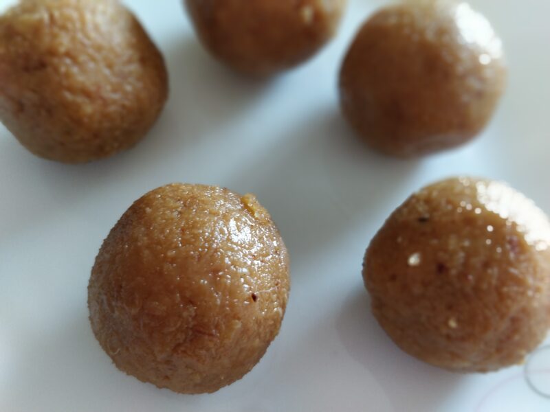 Coconut and jaggery laddu