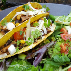 Spicy Pork and black beans tacos