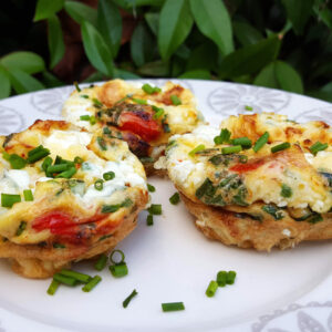 Goat’s cheese & red pepper egg muffins