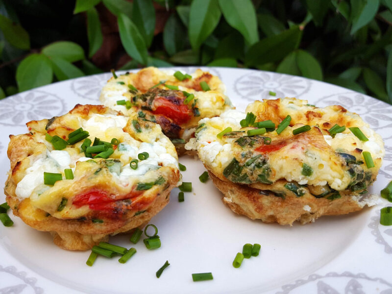 Goat’s cheese & red pepper egg muffins