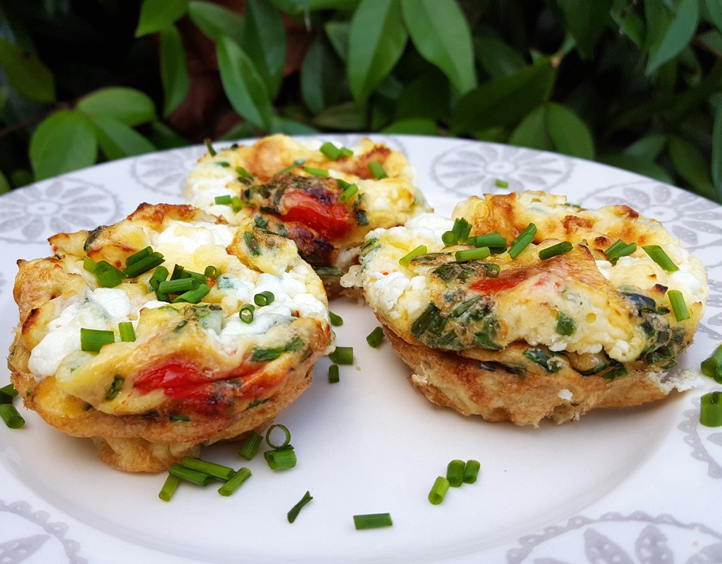 Goat’s cheese & red pepper egg muffins