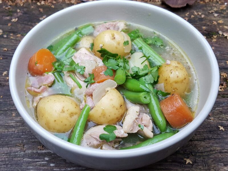 Pancetta, chicken and potato stew