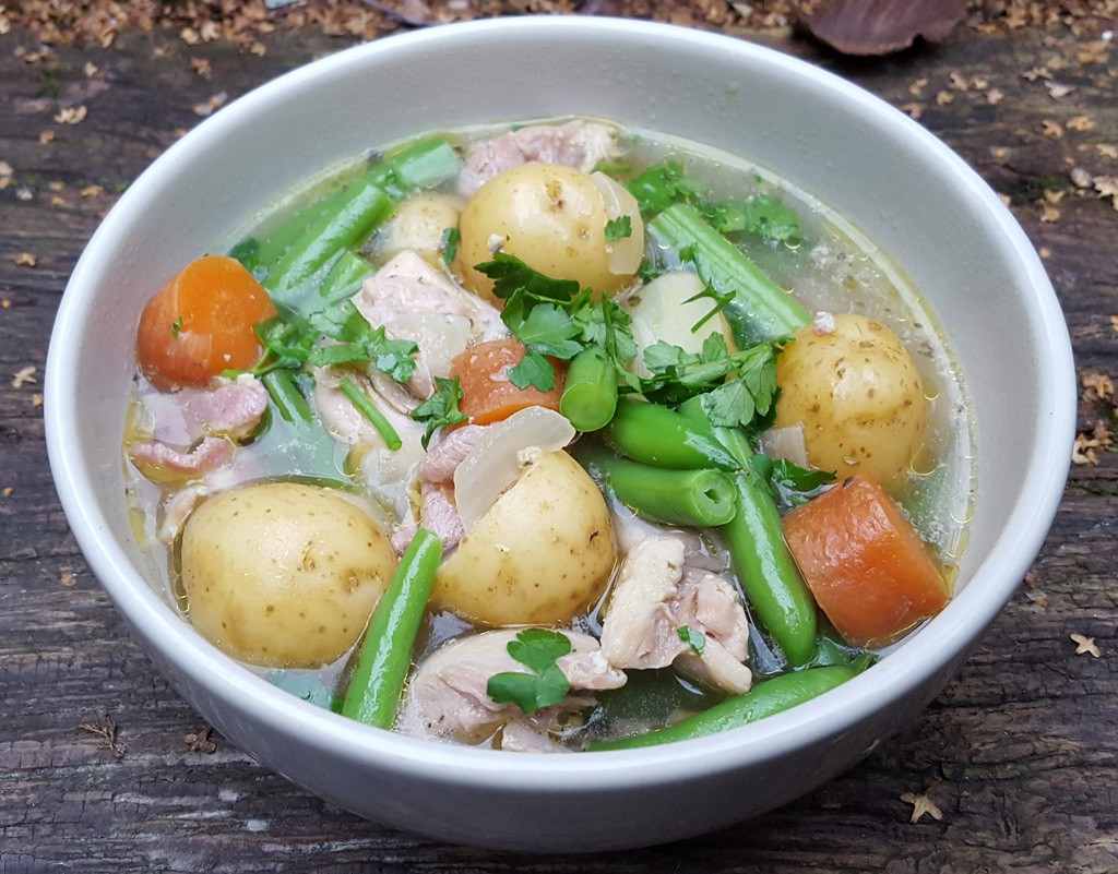 Pancetta, chicken and potato stew