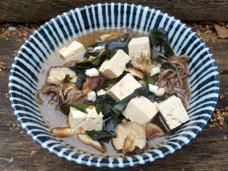 Shiitake miso soup with noodles