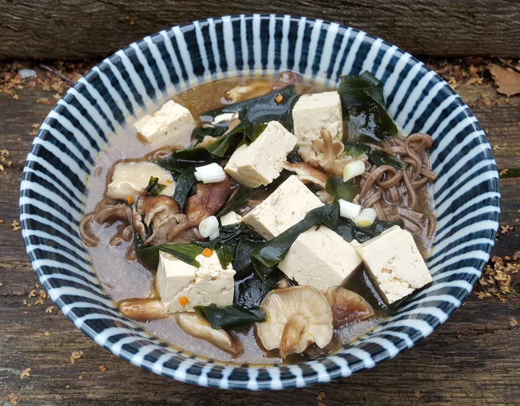 Shiitake miso soup with noodles