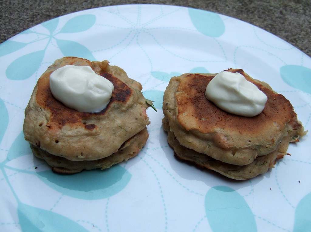 Smoked salmon and kefir pancakes