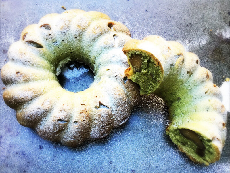 Matcha and chestnut bundt cake