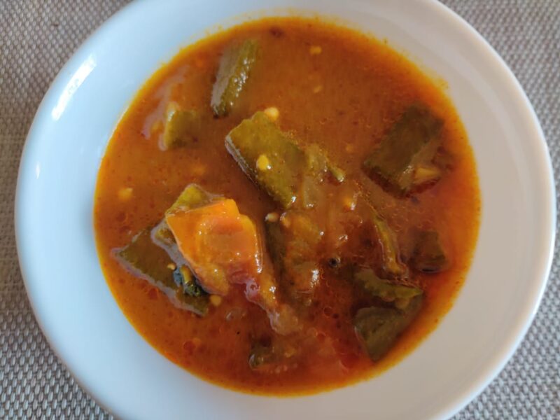 Ladies finger and tomato in tamarind gravy