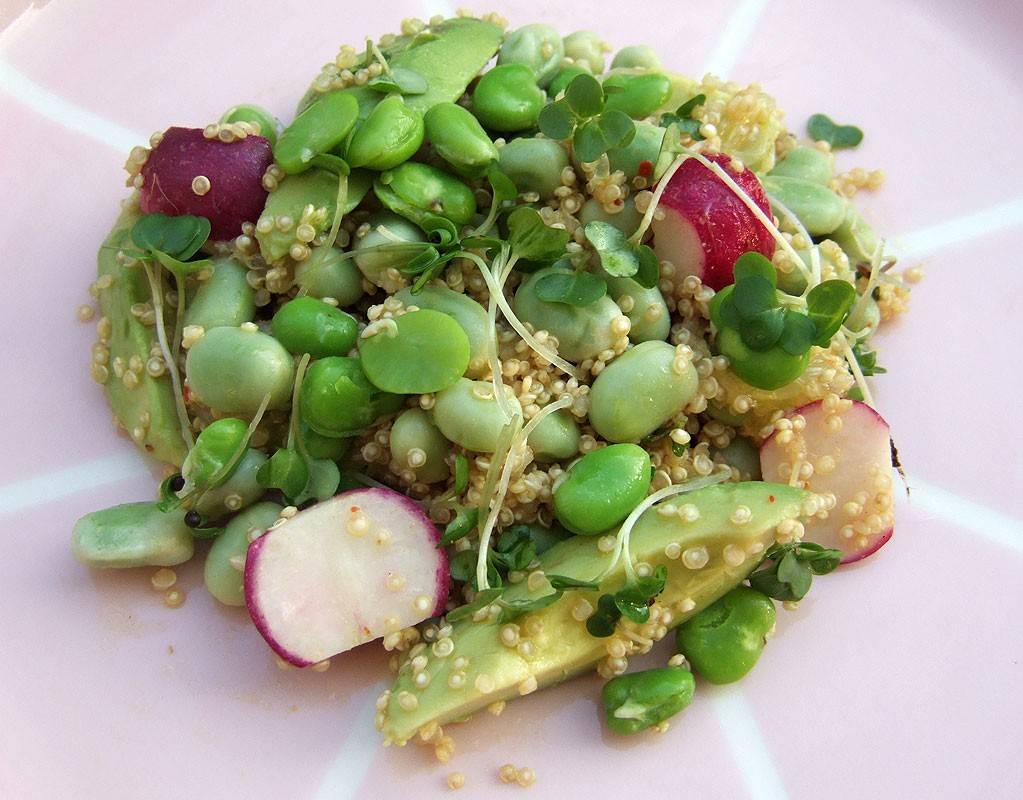 Quinoa, avocado and broad bean salad