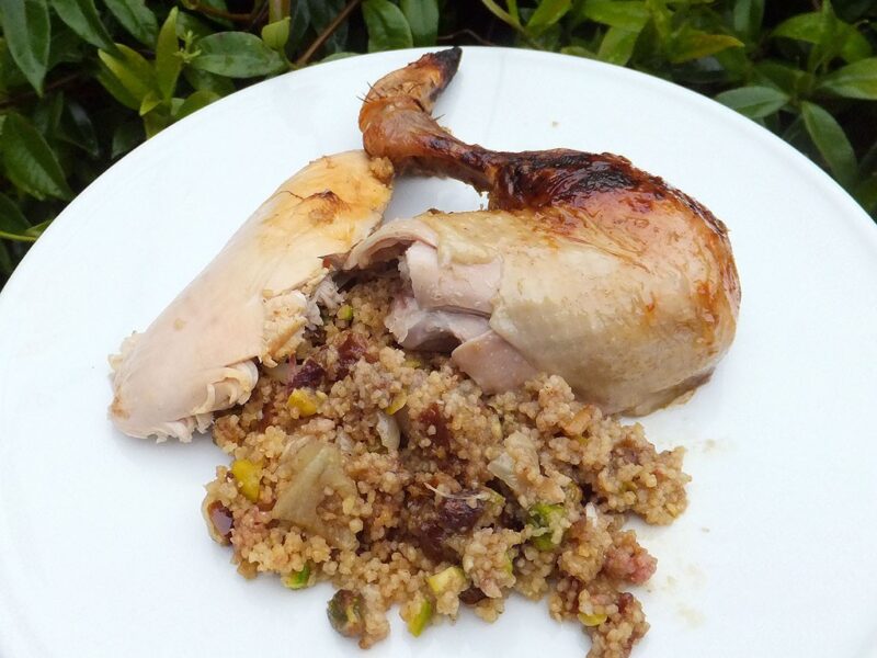 Couscous stuffed roast chicken