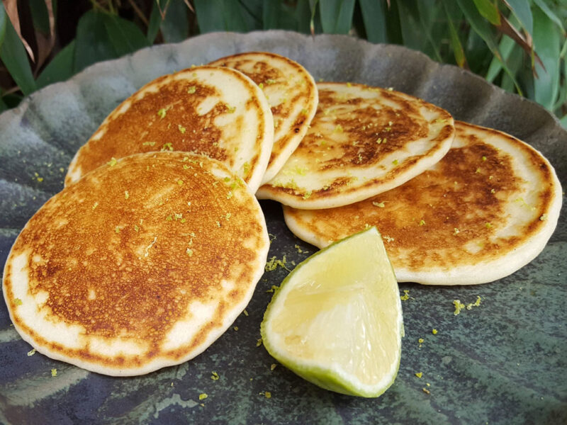 Free-from lime and yoghurt pancakes