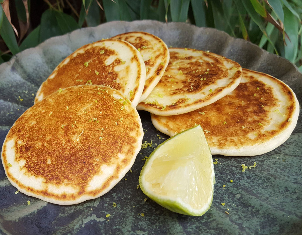 Free-from lime and yoghurt pancakes