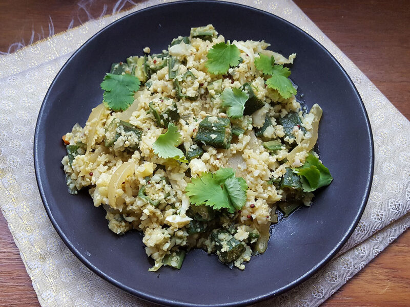 Okra and cauliflower rice