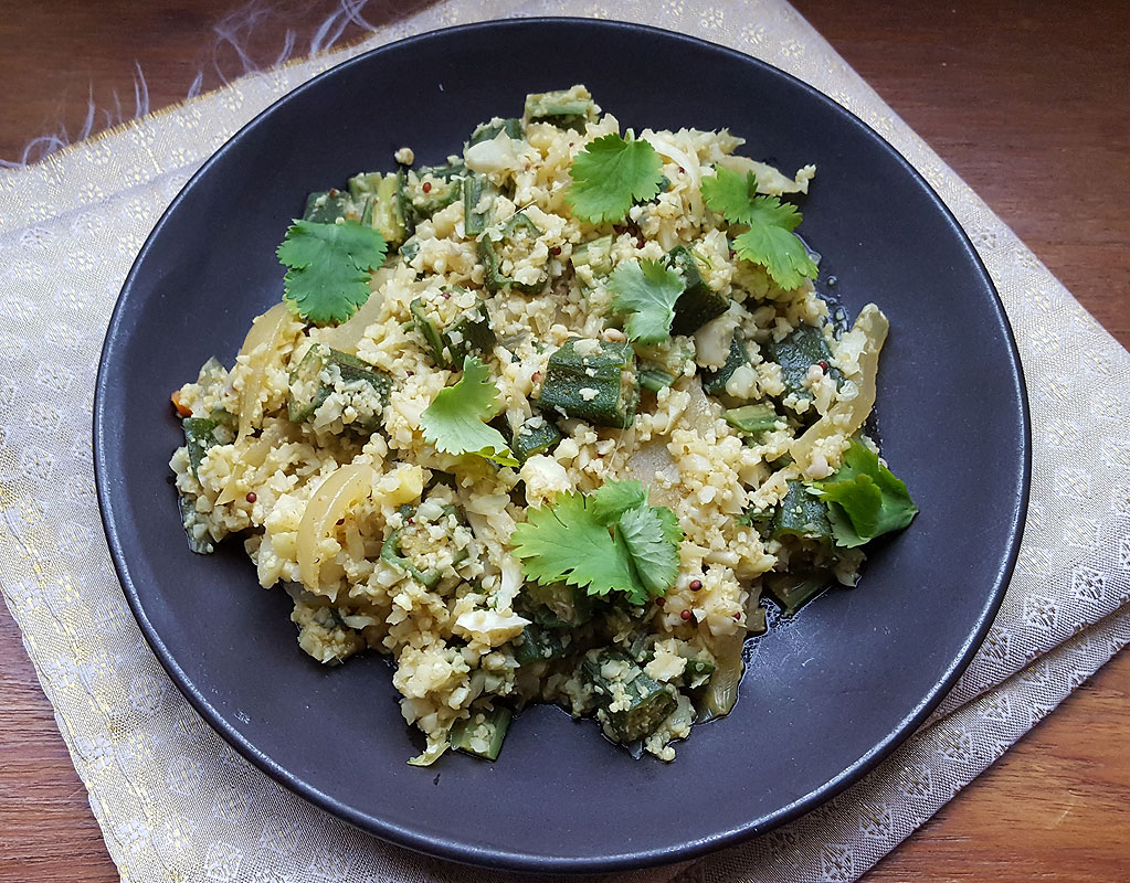 Okra and cauliflower rice