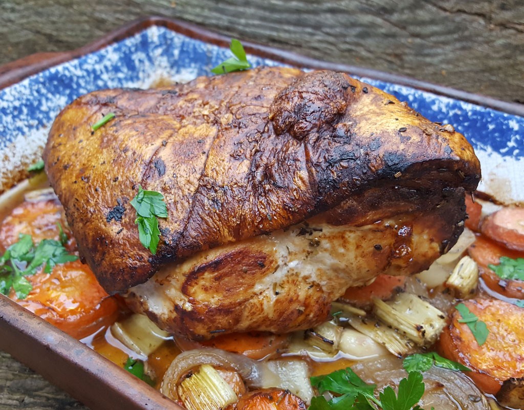 Red wine roasted pork loin