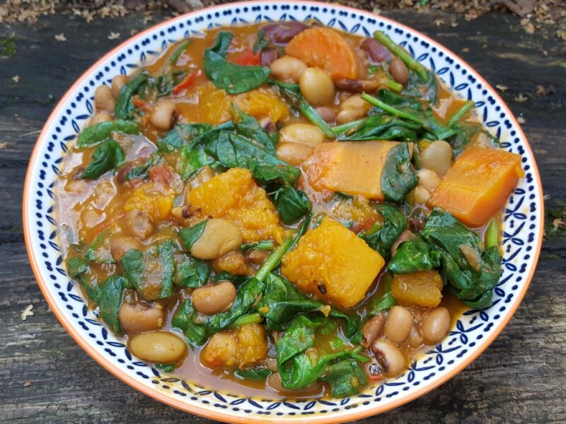 Spiced squash and beans stew