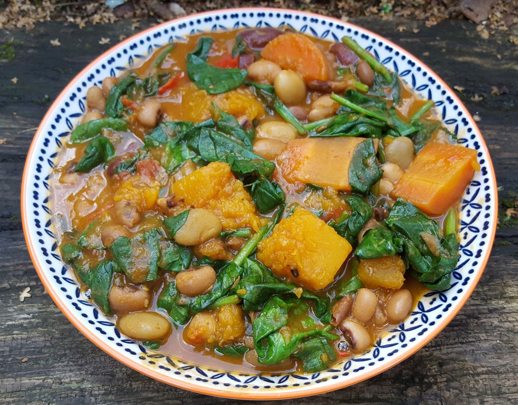 Spiced squash and beans stew