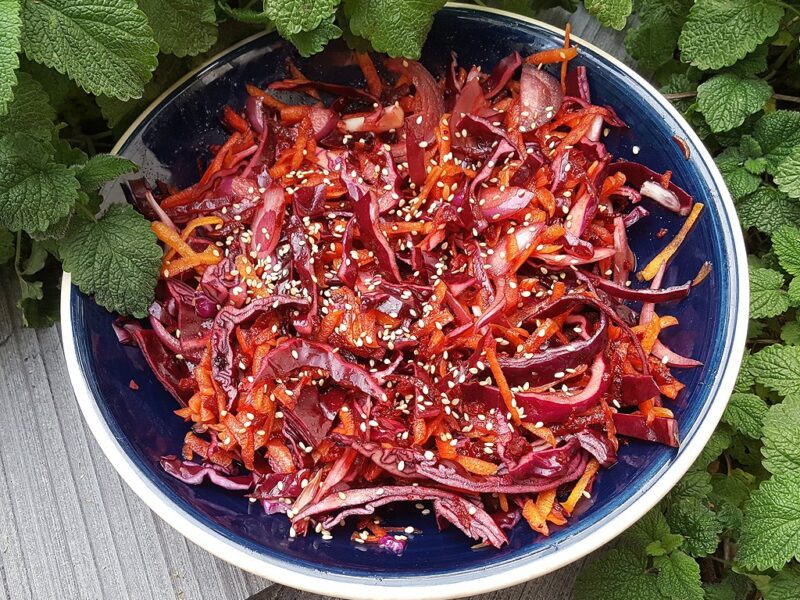 Beet, carrot and red cabbage salad