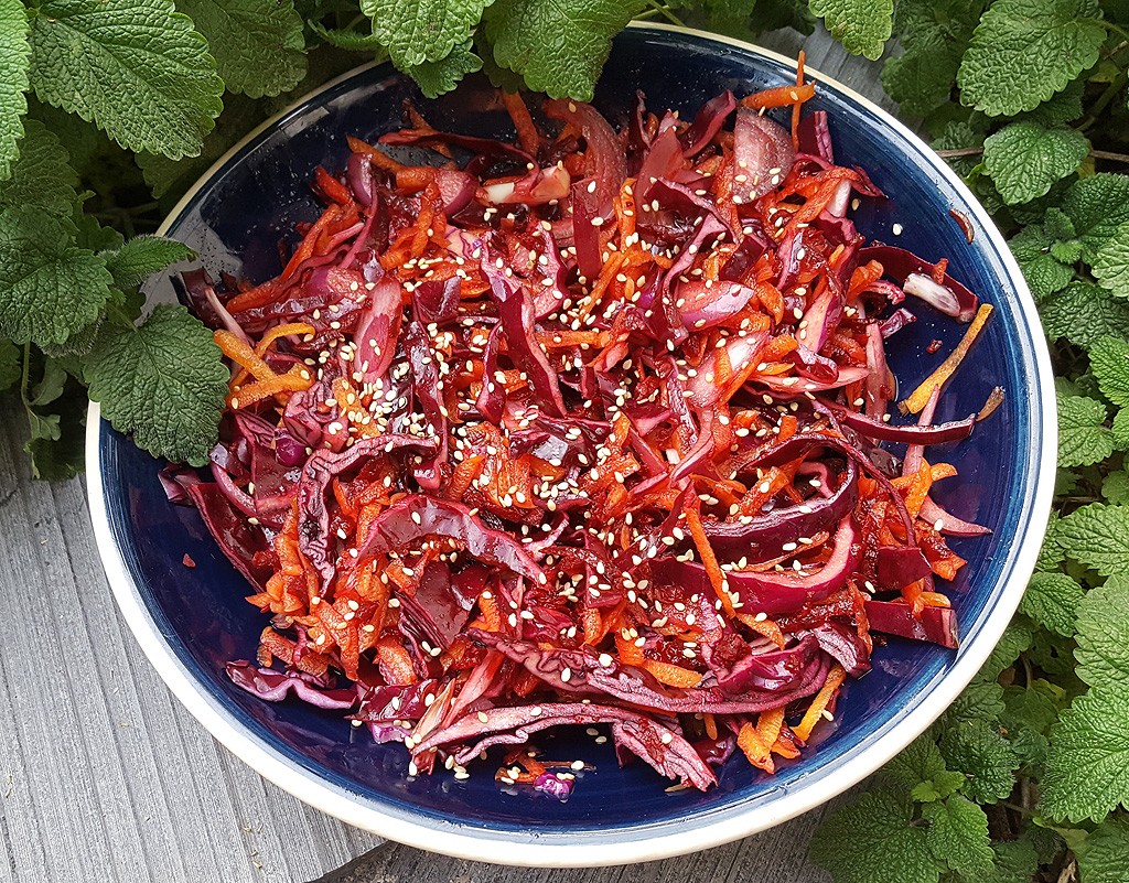 Beet, carrot and red cabbage salad