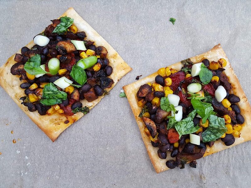 Mushroom and black bean tartlets