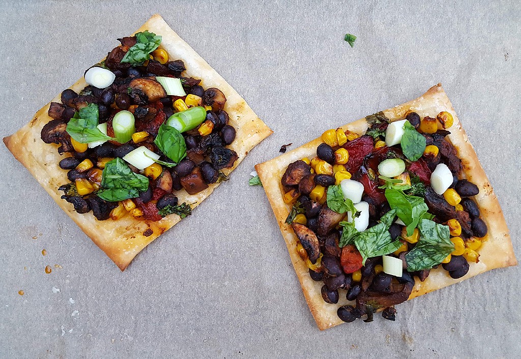 Mushroom and black bean tartlets