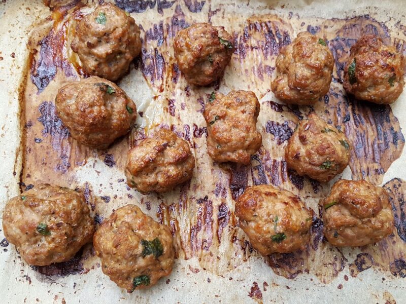 Baked pork meatballs