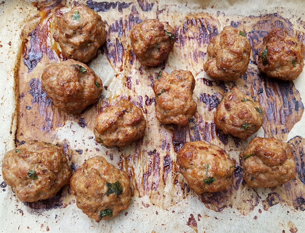 Baked pork meatballs