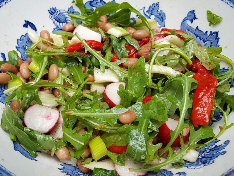 Crunchy salad with pinto beans