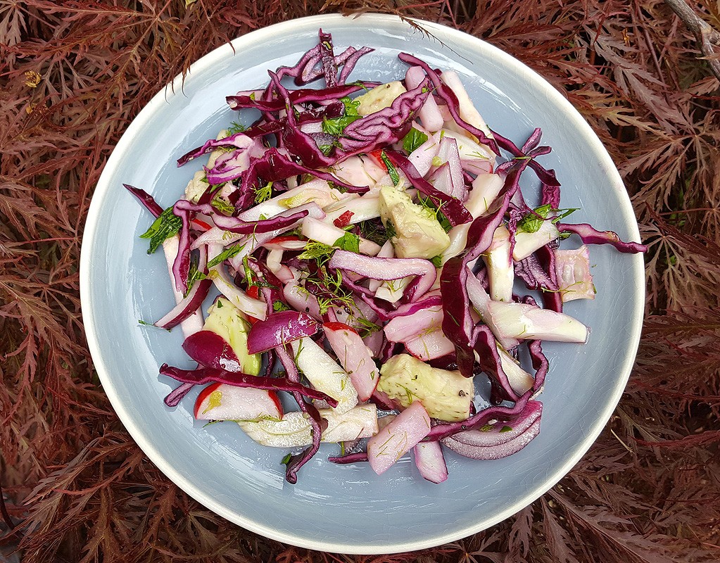 Crunchy slaw with avocado